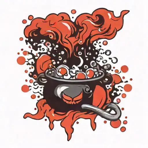 Witch Cauldron With Bubbles Simple Girly