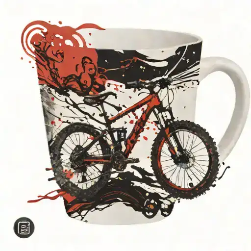 Mountain Ocean Espresso Coffee Cup Mountain Bike Silhouette