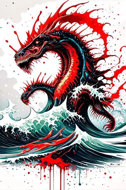 Ocean Wave Sea Monsters Colorful