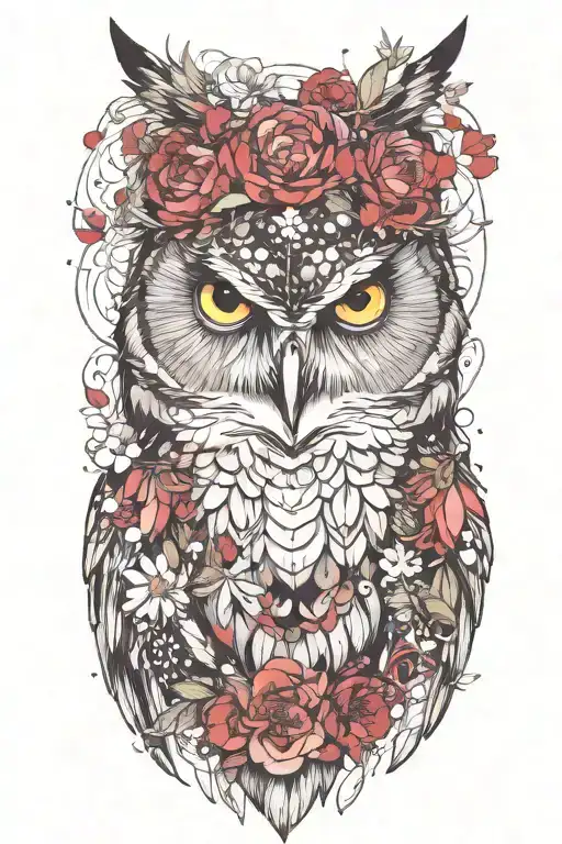 Owl Wearing Wildflower Crown