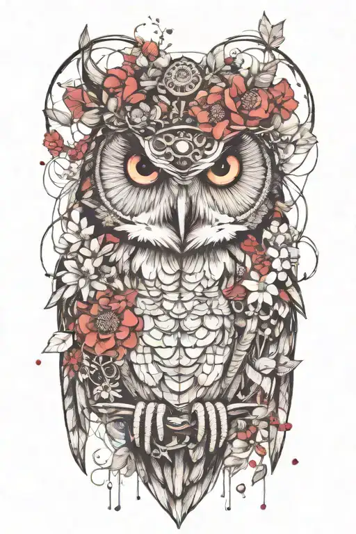 Owl Wearing Wildflower Crown