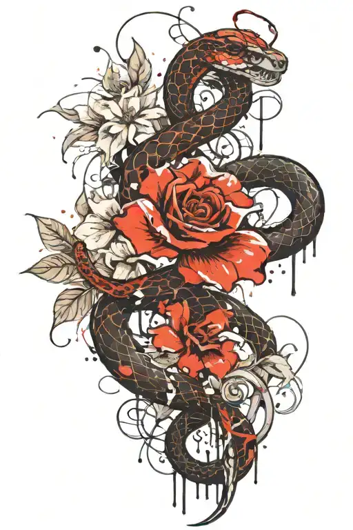Snake With Flowers Intertwined Elegent Sword