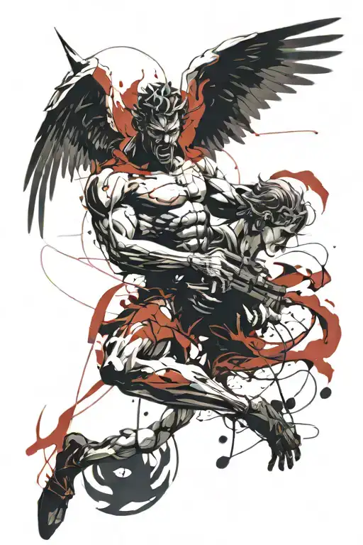 Christian Idea Male Sleeve Battle Between Angel And Demons
