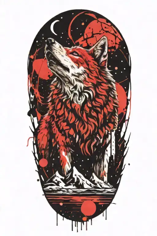 Howling Wolf With Space Theme