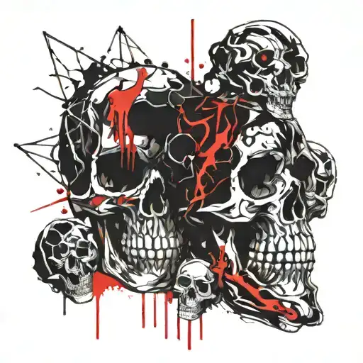 Abstract Punck-rock Skulls Facing Each Other