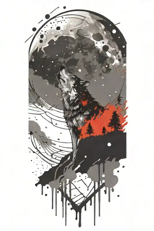 Howling Wolf With Space Theme