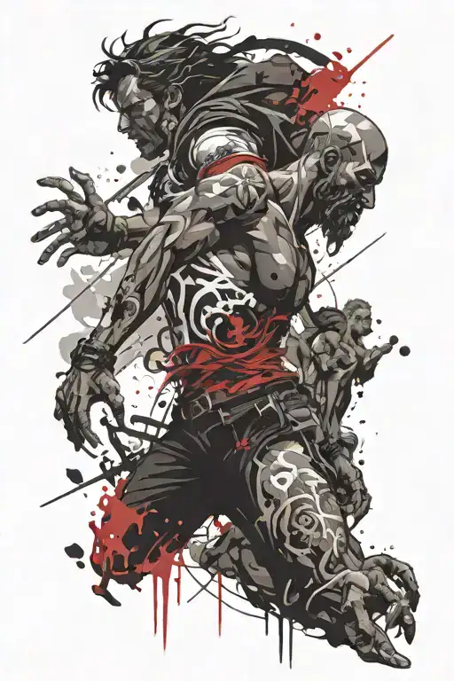 Christian Male Sleeve Battle Between Heaven And Hell