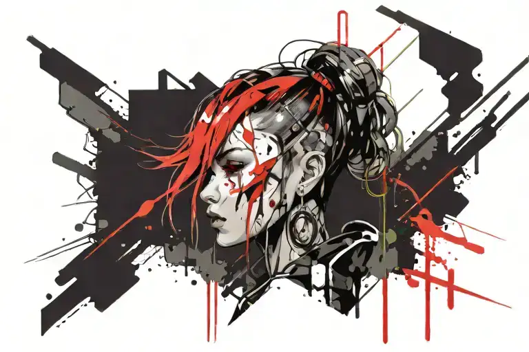 Cyberpunk Anime Girl Front View