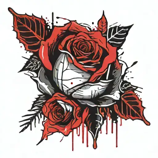 Embroidery Russ World Black Red Rose