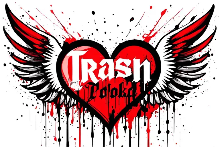 Wing With Half Heart Text