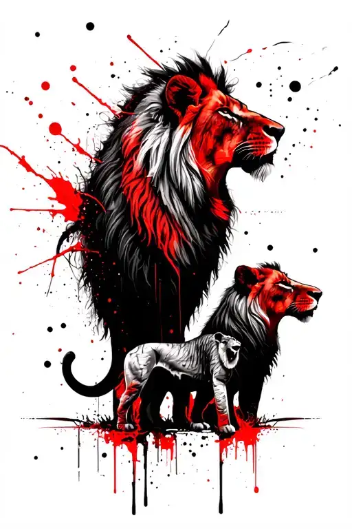 Lion Family Of Three