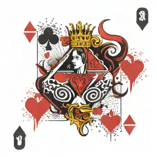 Queen Of Hearts Playing Card Featuring Shaka Sign Intertwined
