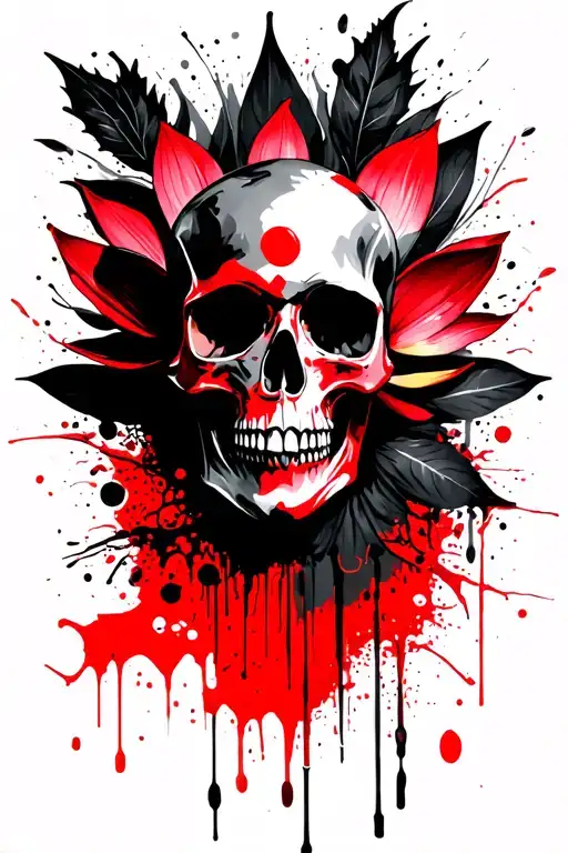 Skull With A Lotus Flower