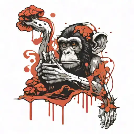 Monkey Smoking Weed Sitting On A Magic Mushroom