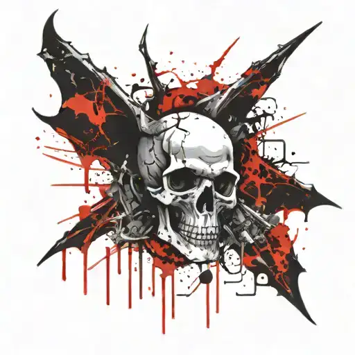 Skull Bat Wings Spread