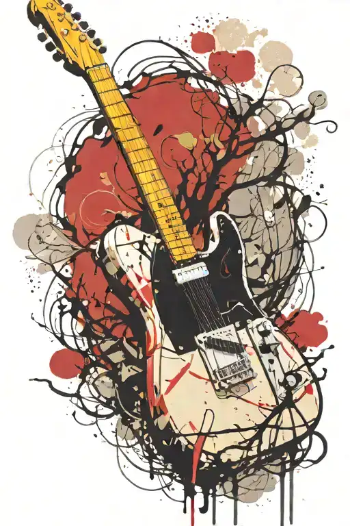 Telecaster Guitar And Tree And Vacuum Tube