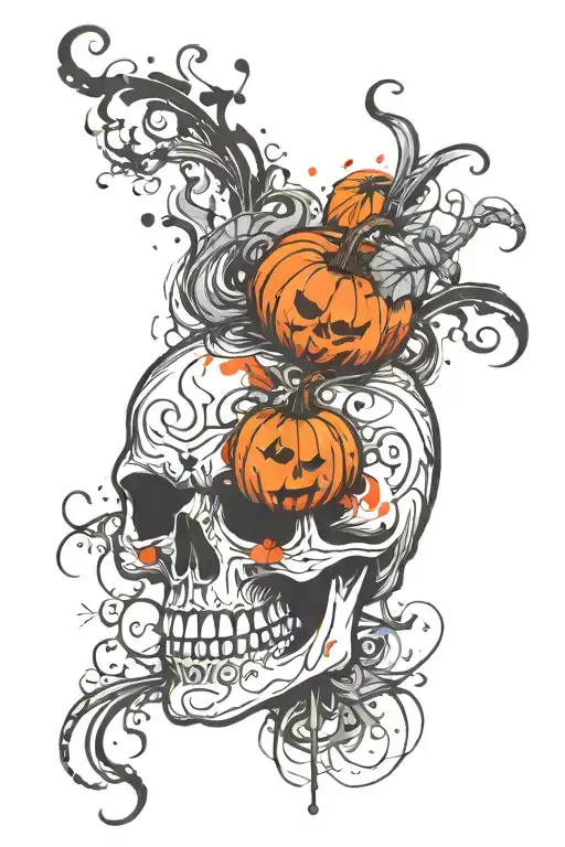 Pumpkin Skull With Smoke Coming Out Of Its Head Profile Holding
