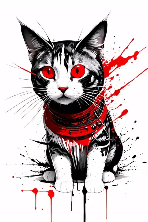 Samurai Cat With Sharingan Eyes