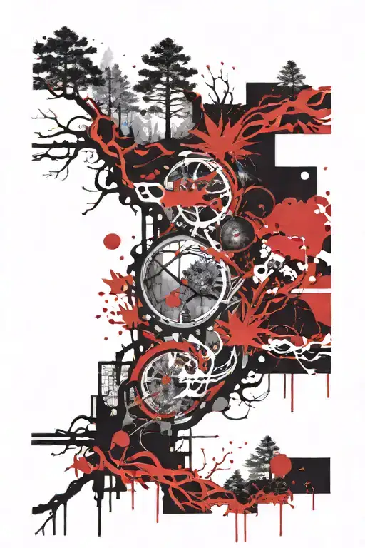 River Through A Thick Pine Forest