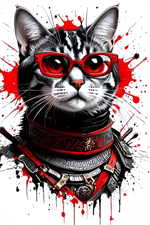 Samurai Cat With Glasses