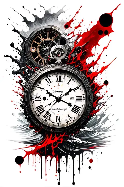 Ocean Waves And Mechanical Clock Melting