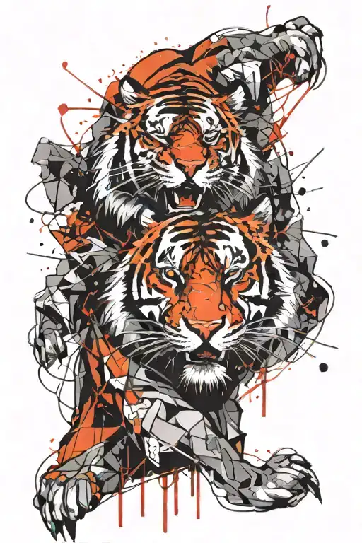 Abstract Tiger Exploding Glass Filled