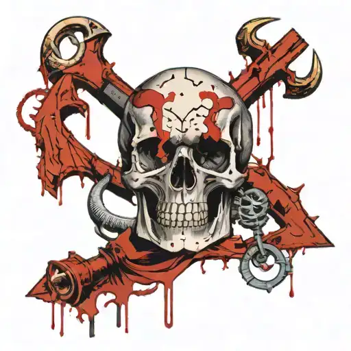 Skull With Anchor And Piston Rod Seafarer