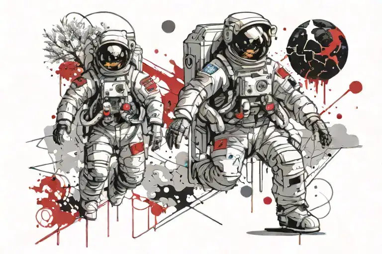 Astronaut Trees Mountains