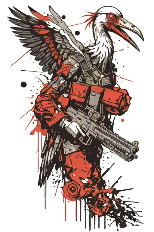 Stork Soldier Holding A Gun