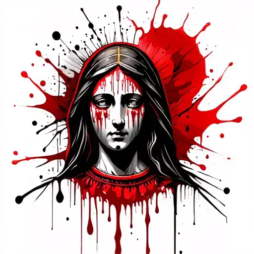 Neck Tattoo Of Virgin Mary Blood Tears