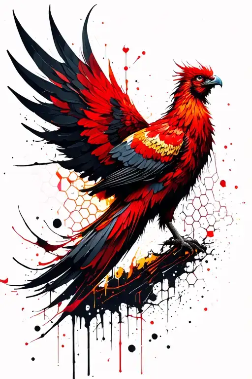 Phoenix With Honeycomb Background Leading