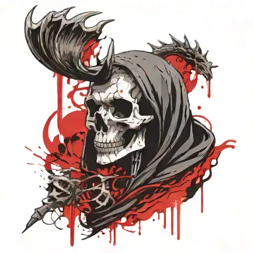 Grim Reaper With Deer Skull Face