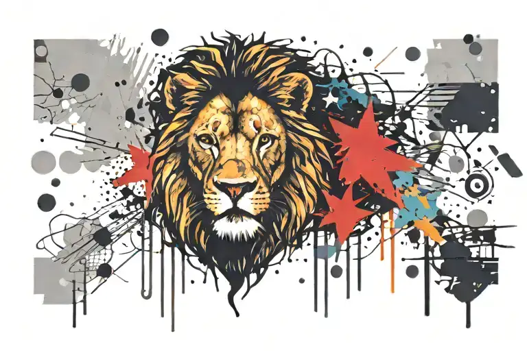 Lion With Jesus Face Colorful