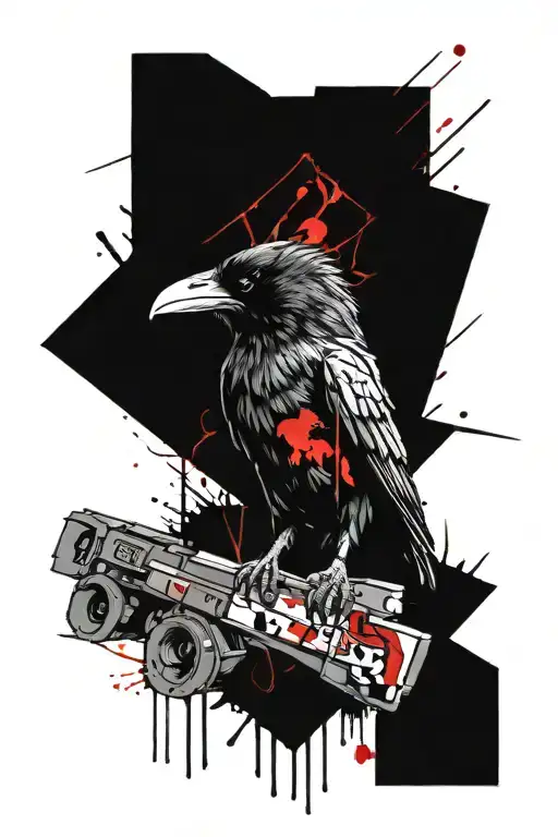 Raven In Trash Polka Style