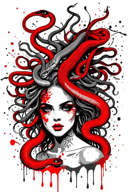 Medusa Greek Mytholog With Snakes Hair And Megan Fox Face