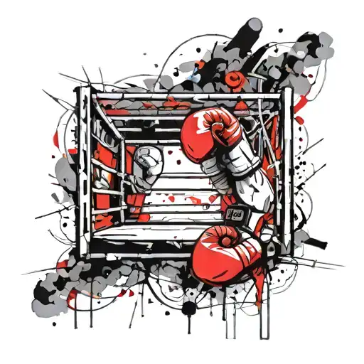A Sketch Of A Boxing Ring Surrounded By Boxing Equipment