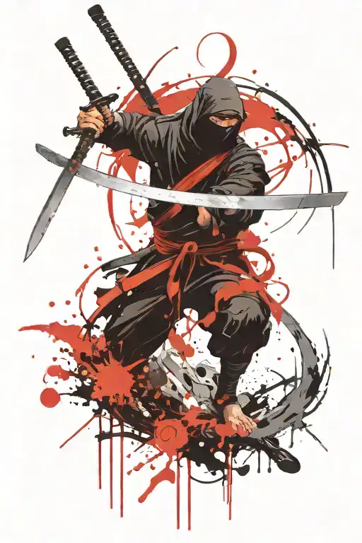 Ninja Holding An Katana With A Glowing Eyes Surrounded