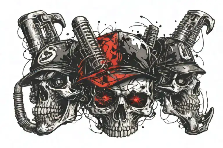 Three Skulls With A Baseball Hat