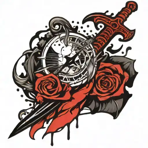 Peyony Wrap Around Sword With Crescent Moon On Top