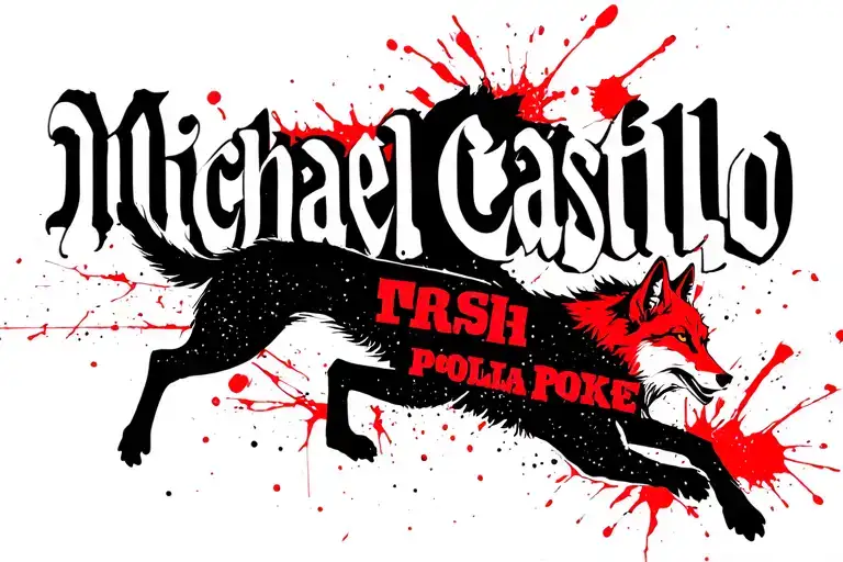 The Name Michael Castillo With A Black And Fox Jumping Through The Name