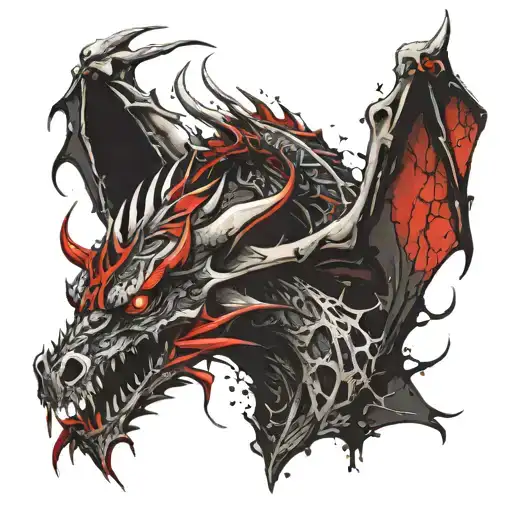 Bone Dragon With A Pentagram On Its Head