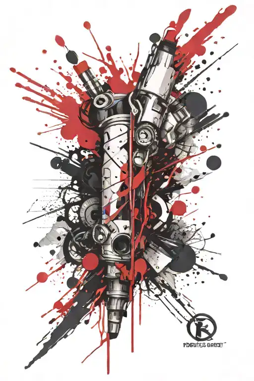 Forearm Tattoo Abstract Artistic Explosion Red White Dot