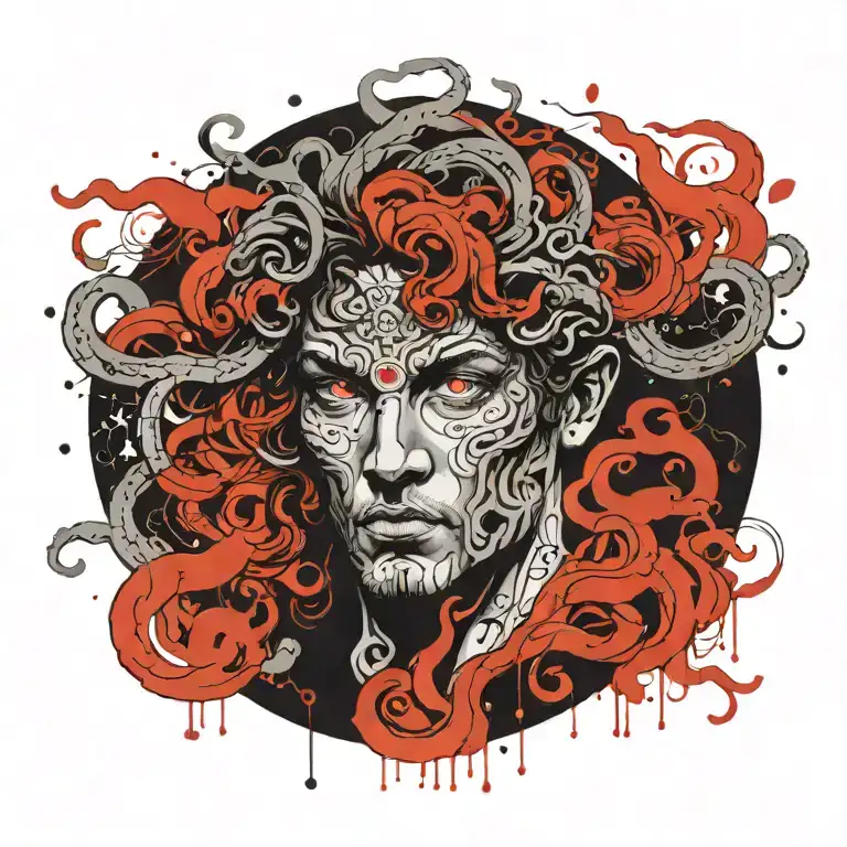 Greek Mythology Medusa Petrifying Hercules With Eyes Beam