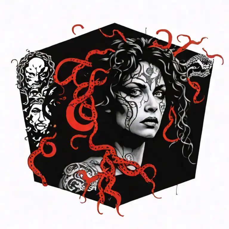 Greek Mythology Medusa With Eyes Beams And Snake Hair