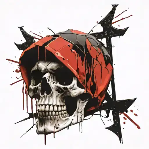 Exu Skull With Hood And Trident And Bead Guide