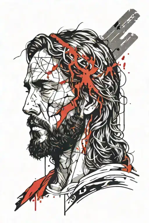 Jesus Praying Side Profile From Waist Up