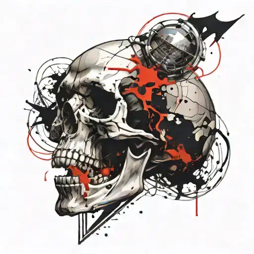 Skull In The Space And Looking The Earth