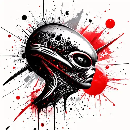 Alien Head With Planets Orbiting