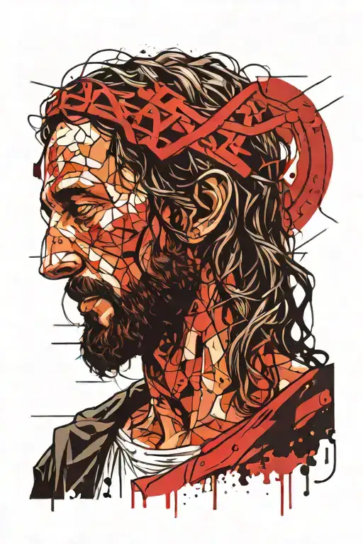 Jesus Praying Side Profile From Waist Up