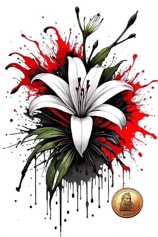 Spider Lily Flower With A Coin